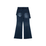 ヘリンボーンダメージカッティングスカートパンツ (INDIGO)