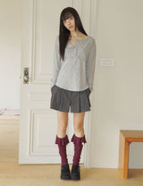 ラッフル ロング ソックス(BURGUNDY)