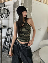 Military color matching line halter top
