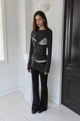 26SS★ TWISTED LACE LAYERED DRAPE T-SHIRT