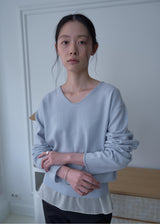 Milo V-neck Wool Knit (Baby Blue)