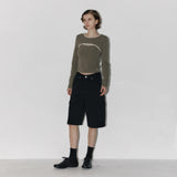 カットアウト クロップ T シャツ カーキ