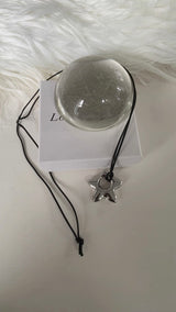 Silver star long necklace