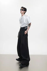 Zipper Detail Wide Leg Trousers