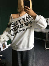 ホルターネック オフショルダーTシャツ オフショルダー レタリングスウェットシャツ