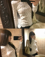 [ORIGINAL] ドット シースルー レイヤード ロングスリーブ Tシャツ