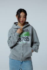 Street league artwork damage washing hoodie zip-up (Melange)