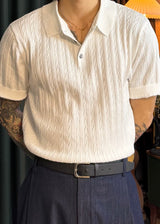S/S Cable Button Collar Short Sleeve Knit 6COLOR