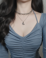 [Baby Monster ローラ Necklace] バレエコアムーンレイヤードネックレス(Surgical Steel)