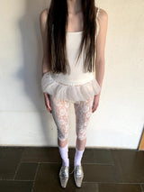 Whtie Rose lace leggings stockings