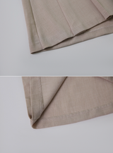 Summer Linen Pleated Ribbon Skirt Pants (3color)