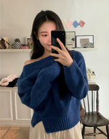 #Sexy One Shoulder Button Knit (3color)