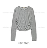 Leah Side Pintuck Ribbed Cardigan