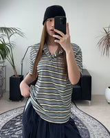 Roan Striped Henley Neck Short Sleeve Tee