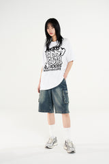 サンド ウォッシング カーゴ デニム ハーフパンツ / Sand Washing Cargo Denim Half Pants