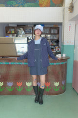 ケーキドットレースアップフーディ (NAVY)