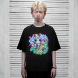 フェイクナッツ ステインファイティング ブラック ボクシー オーバーサイズ Tシャツ