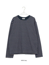 [unisex] Cadence Over Fit Stripe Color Matching Long Sleeve Tee