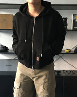 DP Work Patch Crop Hooded Zip-Up (2C)