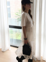 Ripple chiffon midi skirt