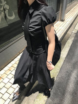 マンデーオフィスボールスタッズプリーツミディスカート