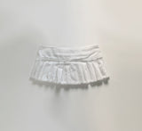 Tussi White Low-Waist Belt Skirt