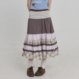 Mix Pattern Midi Skirt