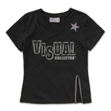 Star Applique Slit Tee [Black]