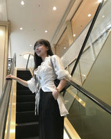 Dohwa Long Off-Shoulder & Strap Long Blouse