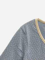Dot Star Henley Neck 3/4 Sleeve T-Shirt (3c)