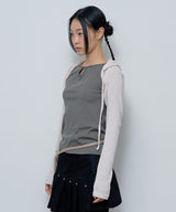 KNITTED HOOD BOLERO SET UP (BEIGE)_F24ZB073