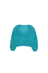 Mohair v-neck knit_teal
