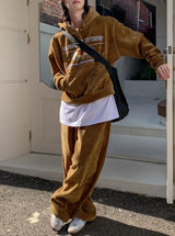 [Mink Brushed] Trust velvet corduroy crop hood pants SET