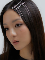キャンディストーンロングボウヘアクリップセット（5色）