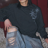 Untitled Starrynight Small Stripe Long Sleeve BLack Chacoal