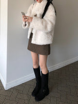 Ground checkered wool skirt (2 colors)