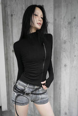 26FW★ OFFSET RIB HIGH NECK ZIP-UP