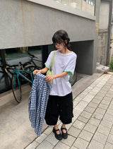 [unisex] Module Loose-Fit Check Short Sleeve Shirt