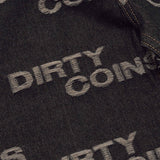Frayed Logo Baggy Denim Pants - Black