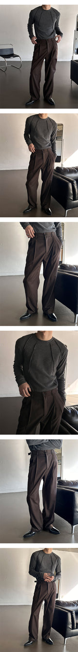 [S/S] ストライプツータックスラックス (2color)