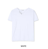 Veil Button V-neck Short Sleeve T-shirt