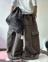 OVER WIDE BALLOON STRING HIP PIGMENT CARGO LONG PANTS ❤️‍🔥🩶🤎 - 3 COLORS