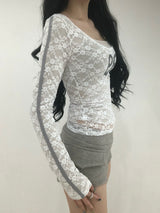 レースナンバー シアーロングスリーブTシャツ
