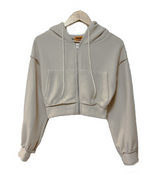 (ZIP-UP & PANTS SET!) 4 COLORS THICK FLEECE RIBBED CROPPED TRAINING ZIP-UP
