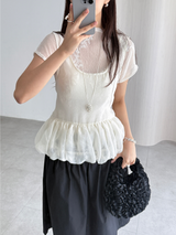 flowery wrinkle blouse (2color)