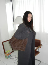 Double Strap Stitch Belt Matte Leather Big Square Crossbody Shoulder Bag