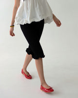 Frill Half-length Ribbed Leggings Pants