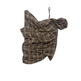 ワンショルダーシャーリングブラウス_CHECK BROWN