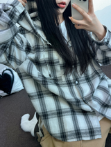 M-3XL✨オーバーフィットボクシーチェックスカート🖤🩶💙✨4カラー