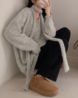 Wool knit one-piece & tie set